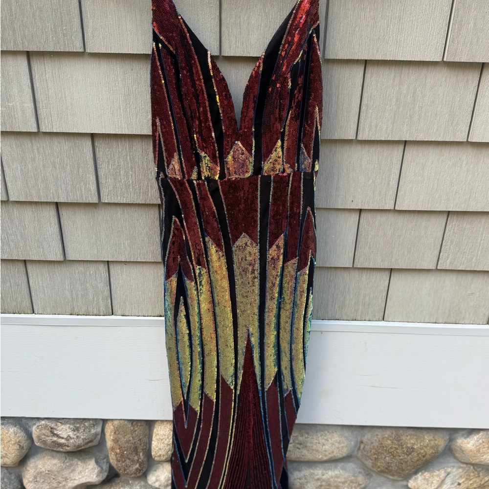 Elegant Multicolor Geometric Maxi Dress - Picture 2 of 5